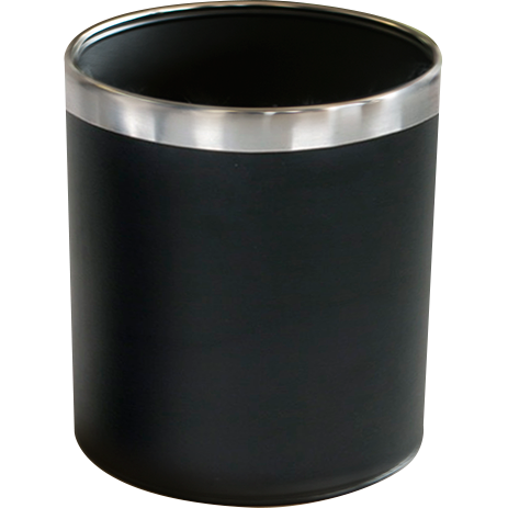 Round trash can black with chrome top 22.5cm