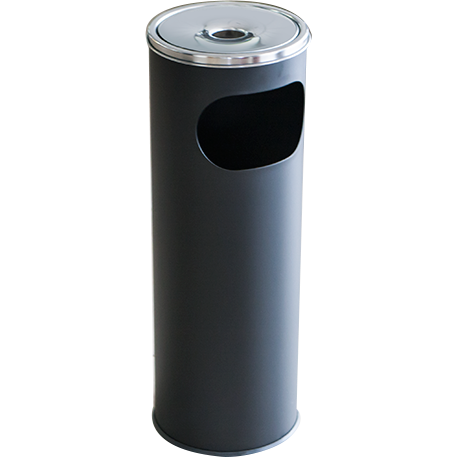 Round hotel trash can with ashtray black 12 litres