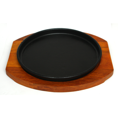 Cast iron skillet with wooden tray 28cm