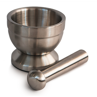 Stainless steel mortar and pestle