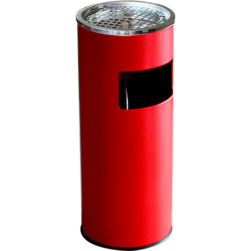Round hotel trash can with ashtray red 18 litres