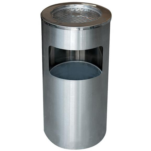 Stainless steel hotel trash can with ash tray 45 litres