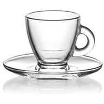 Set of 6 glass coffee cups with saucers 95ml