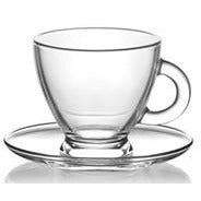 Set of 6 glass tea cups with saucers 225ml