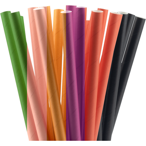 Packet of 50 straws "Bubble Tea Mixed Colours" 1.2x26cm