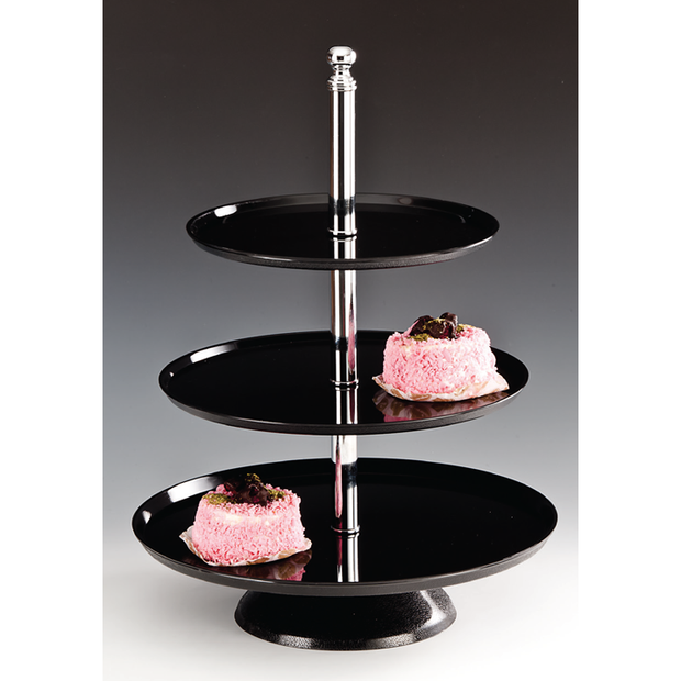 Polycarbonate round black stand with three levels 35cm