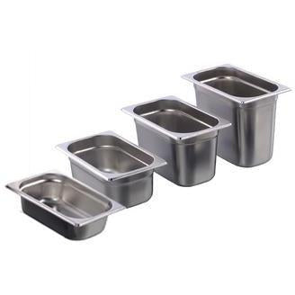 Stainless steel 18/10 gastronorm container GN 1/4 65mm 1.5 litres