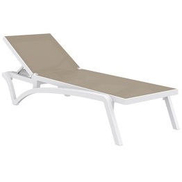 Sun lounger "Pacific" white/beige 193x68cm